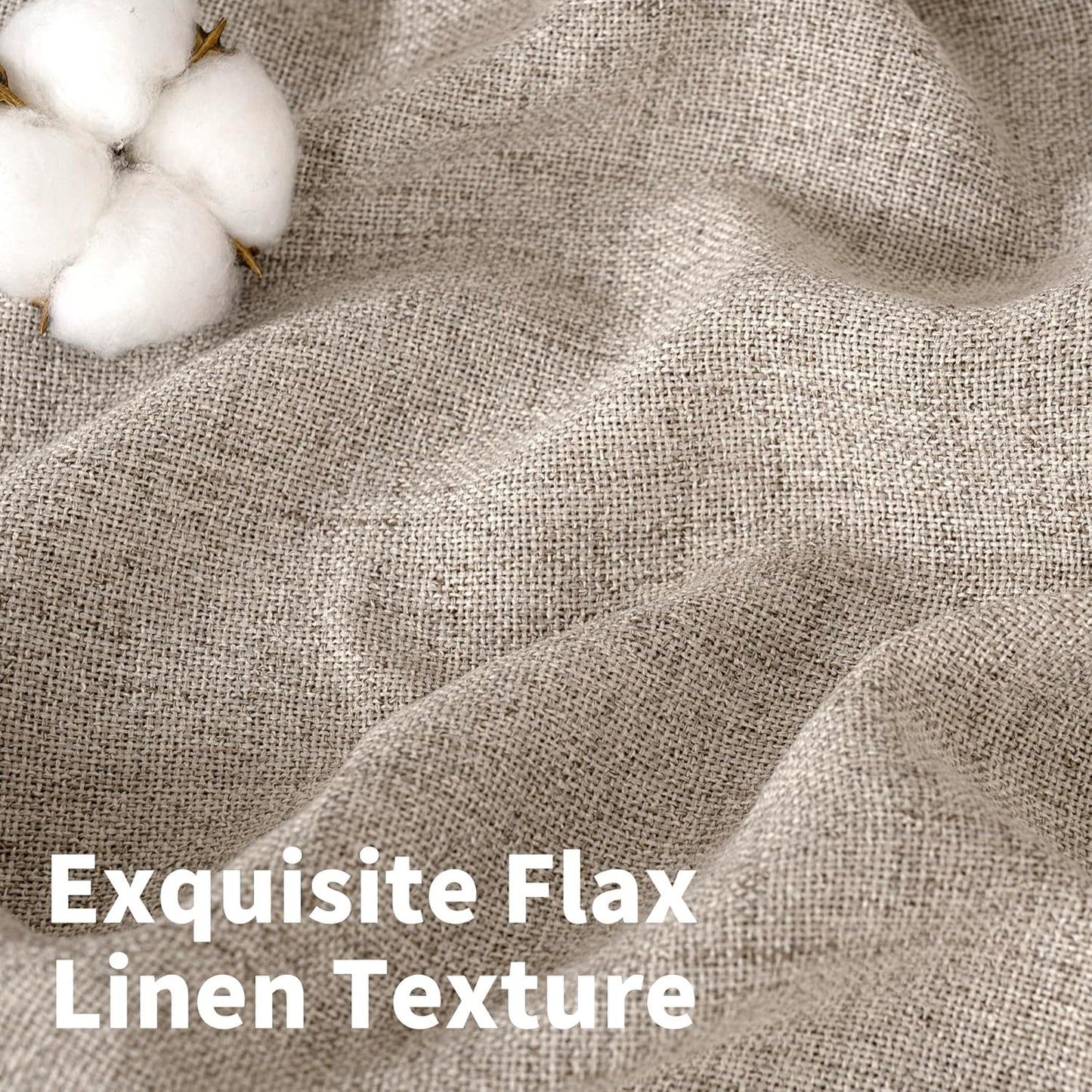 YoungsTex Dark Oatmeal Linen Semi Sheer Curtains 2 Panels for Living Room - Tan Window Drapes Light Filtering with Back Tab Rod Pocket Privacy for Farmhouse Bedroom, 52 X 72 Inch