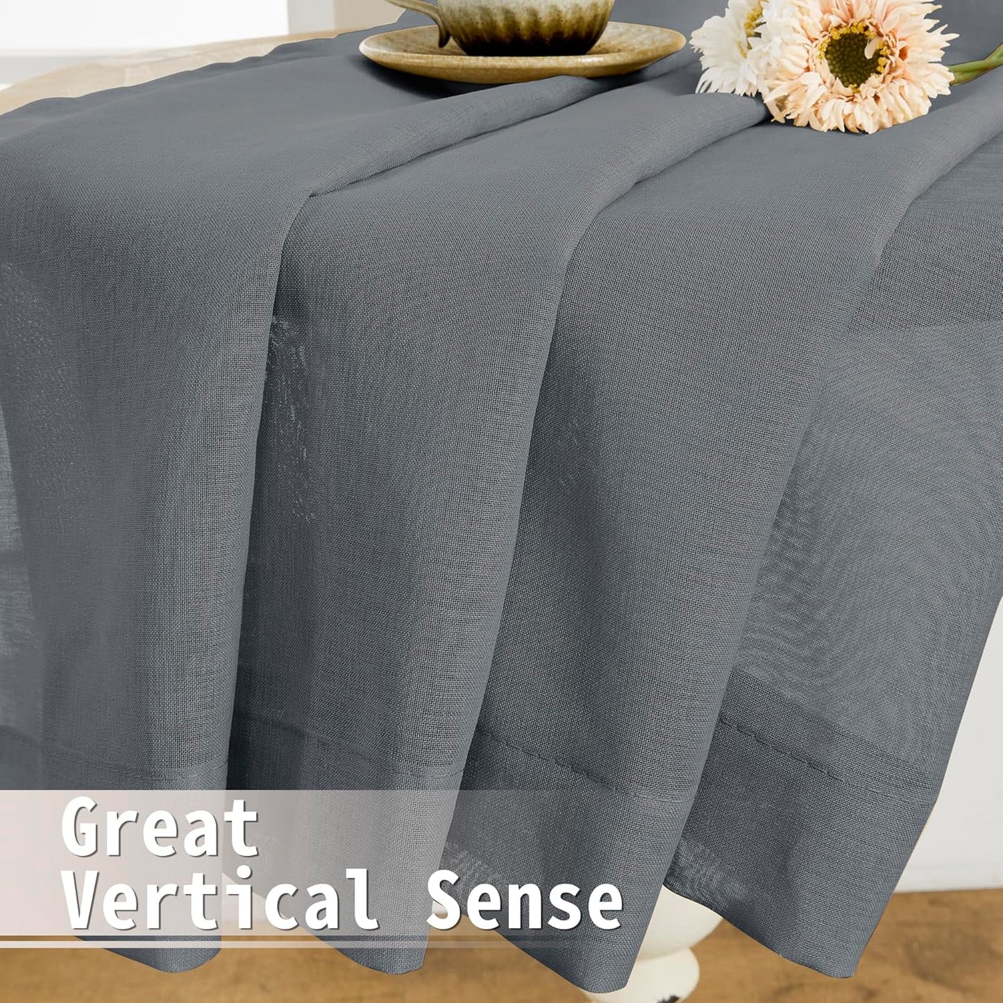 Tollpiz Small Sheer Door Curtain Closet Linen Textured Curtain Sheers Doorway Light Filtering Voile French Door Rod Pocket Curtains Patio Glass Door, 25 x 40 inches Long, Dark Grey, Set of 1 Panel