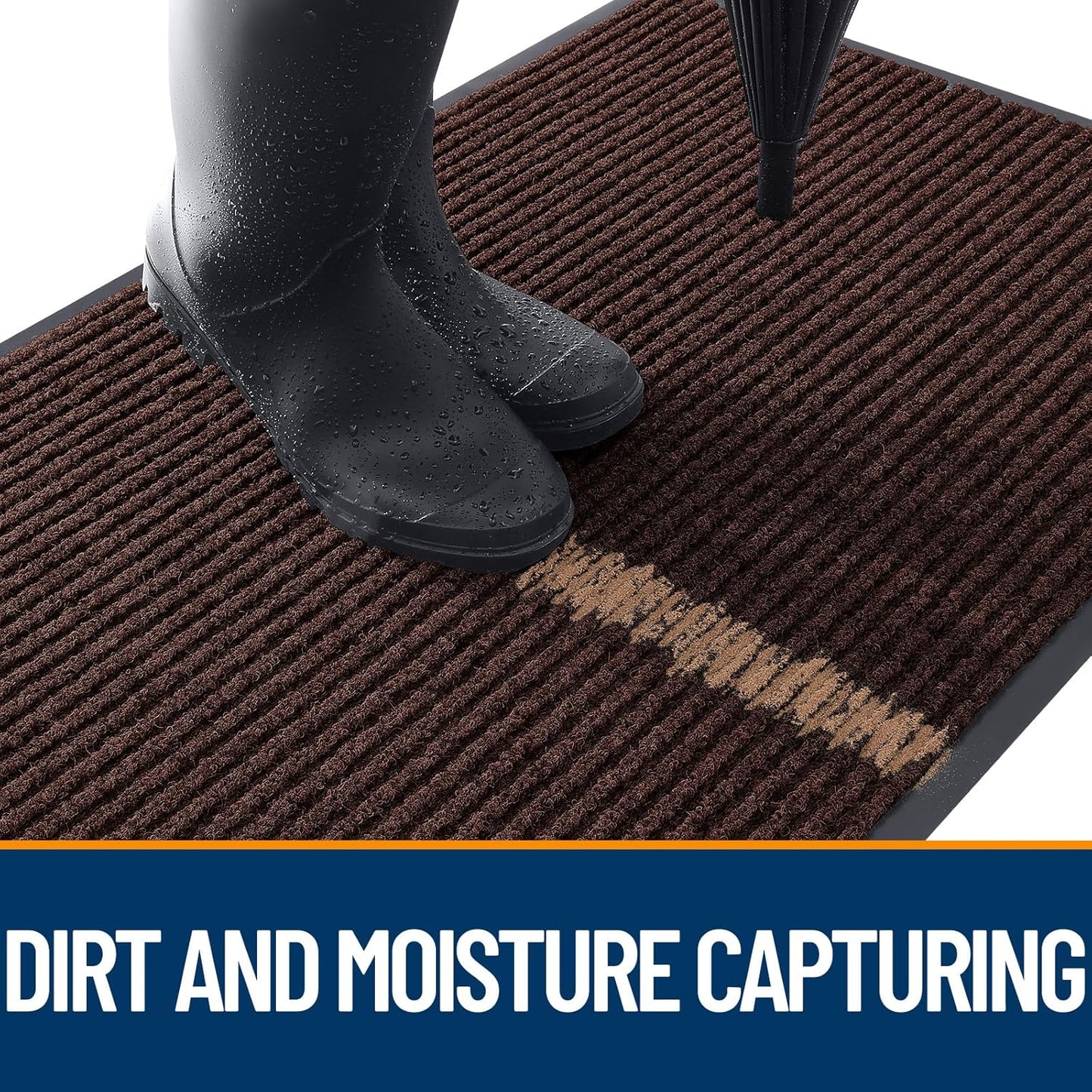 OLANLY Front Door Mat Indoor Outdoor Entrance, Waterproof Heavy Duty Doormat, Fade Resistant, Low Profile, Easy Clean Patio Porch Welcome Floor Mats for Entry, 35x23, Brown