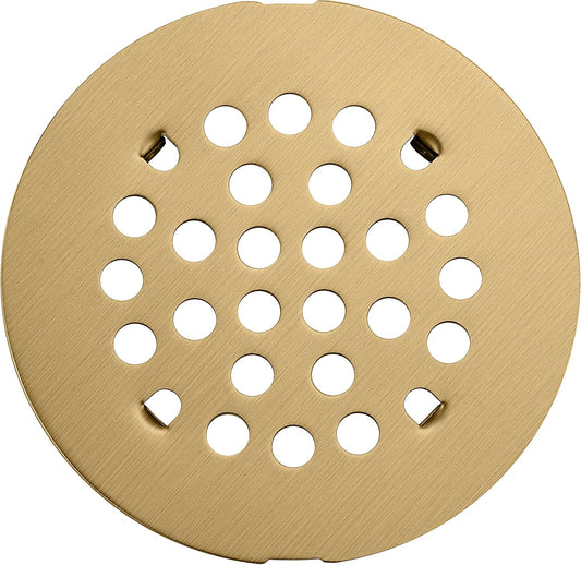 rrajj 4-1/4 (4.25) Inch(108mm) Round Snap-in Shower Floor Drain Cover Replacement Cover (Brushed Gold)