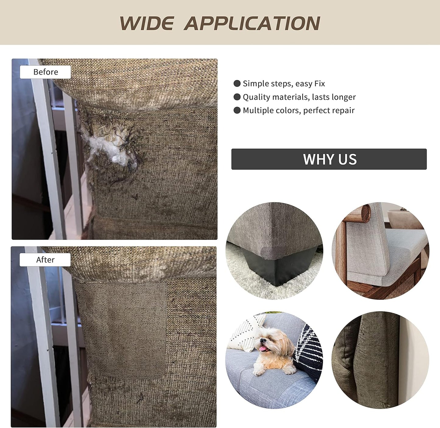 KING MOUNTAIN Coarse Linen Repair Patches, Self-Adhesive Linen Fabric Patches, 8X11 inch 2 PCS, Multi Color, Can be Used for Linen Sofa Repair and Linen Clothes Repair(8" x 11"-2PCS, Smoky Grey)