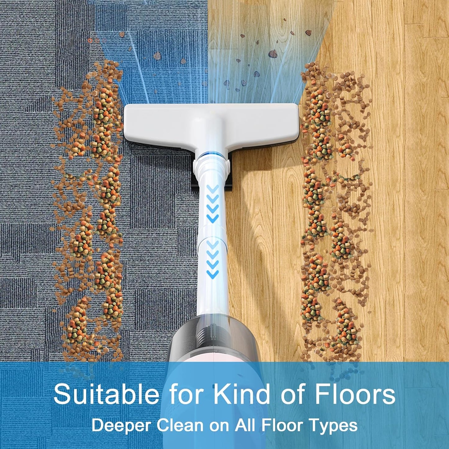 6-in-1 Lightweight Stick Vacuum Cleaner with 100W Powerful Motor, Mini Portable Household Handheld Vacuum Cleaner for Domestic Hard Floors, Carpets and Pet Hair(Pink Cordless)