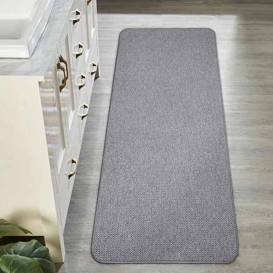 Bath Mat,Ultra Thin Bathroom Runner Rugs,Large Bath Mats for Bathroom,Quick Dry,Non-Slip,Machine Washable,Low Pile,Bath Rug,Shower Outside,Sink,Home Decor Accessories.Grey,1'9"x3'11"（21x47inch）