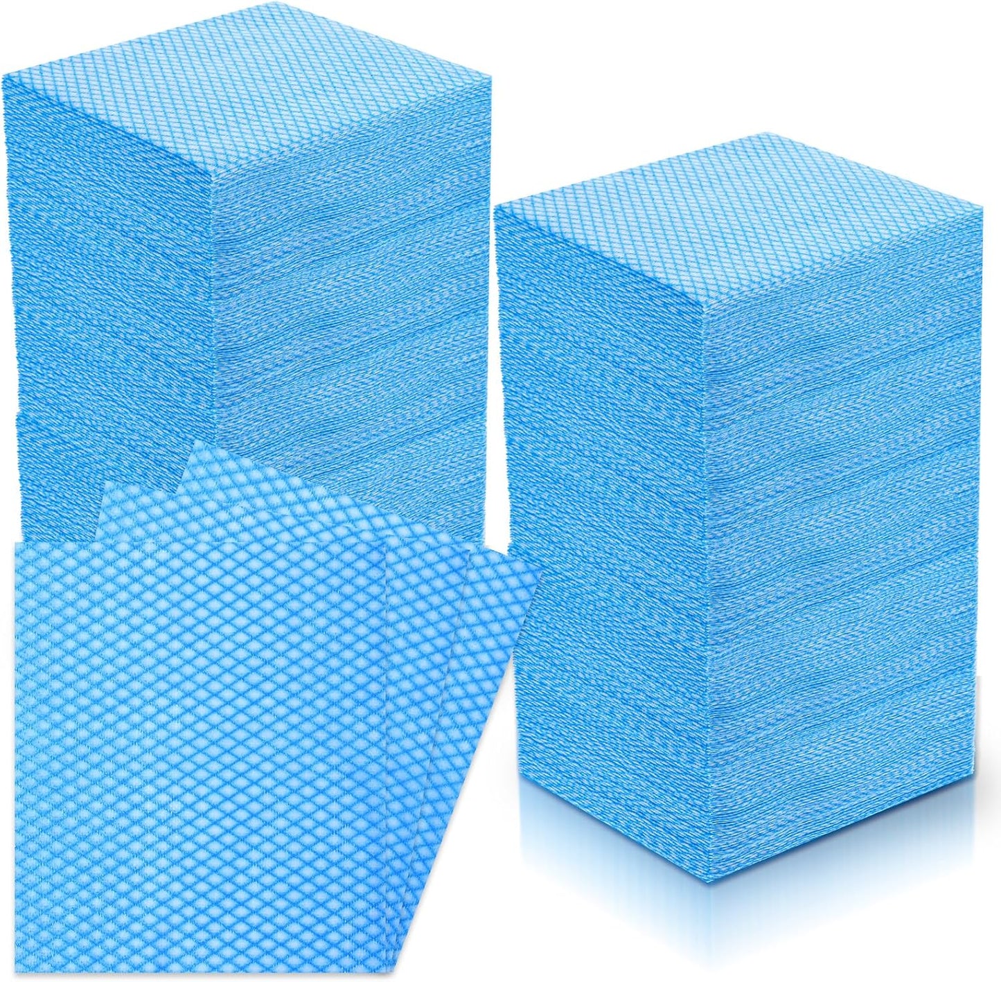 JIEYAO 300 Pcs Disposable Dish Cloths, Non-Woven Cleaning Towels Reusable Kitchen Handy Wipes 15.7x13.7 Inch Blue Disposable Rags for Kitchen Bathroom Office Household Cleaning