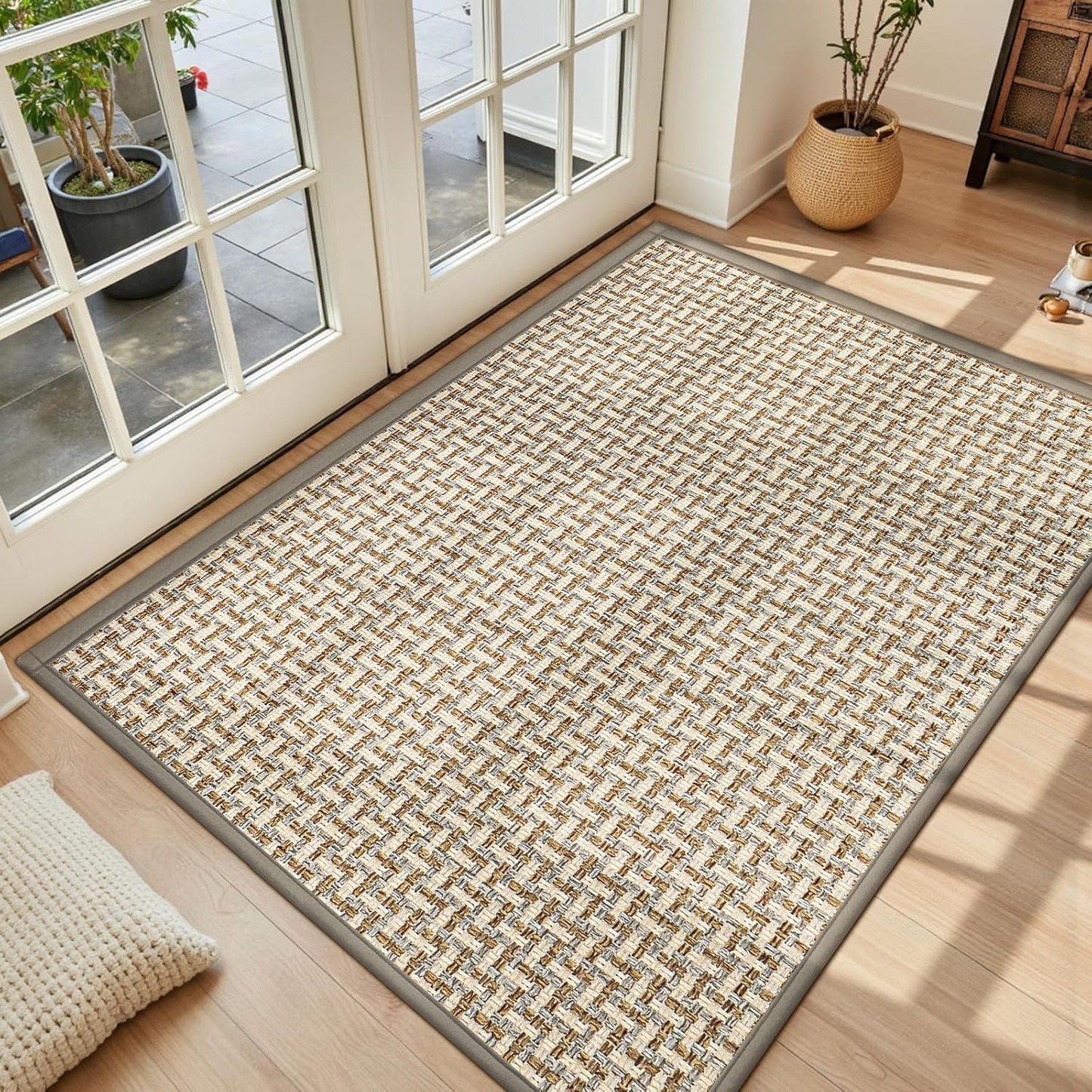 LEKEEPGO Door Mat Indoor Entrance 36"x59", Absorbent Indoor Door Mat Large, Non Slip Rubber Backing Inside Door Mats, Washable Floor Mat, Low-Profile Doormat for Front Door, Entryway, Entrance, Grey