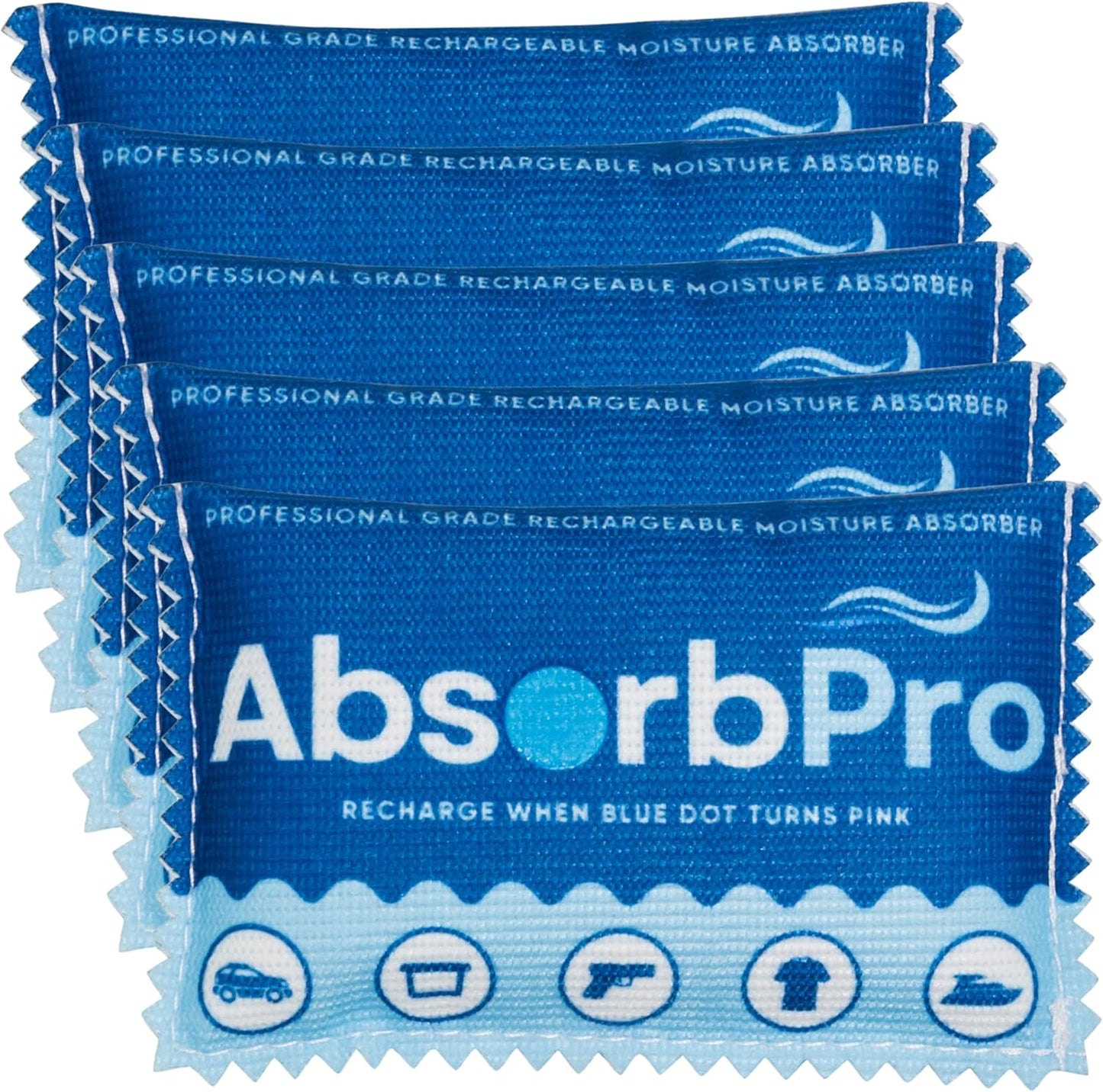 Rechargeable Dehumidifier Bag 5-Pack - 100g Reusable Moisture Absorbers - Silica Gel Packets for Bins, Totes, Gun Safe, Food Storage, Clothes, Cars, and Boats