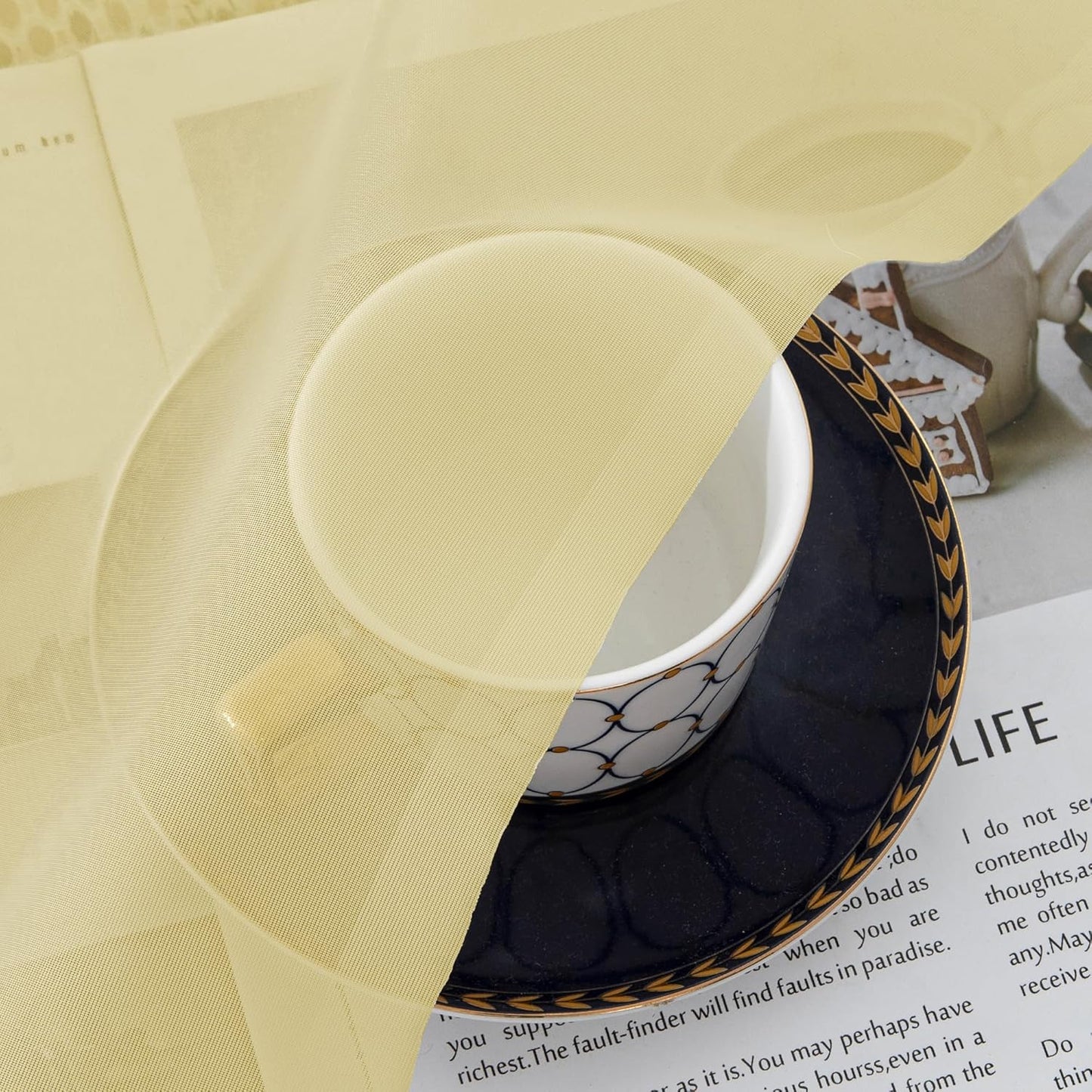 Chyhomenyc Yellow Sheer Curtains 30 inch Length 2 Panels, Light Filtering Voile Rod Pocket Short Window Curtians for Bathroom Living Room Farmhouse Small Windows, 42Wx30L inches