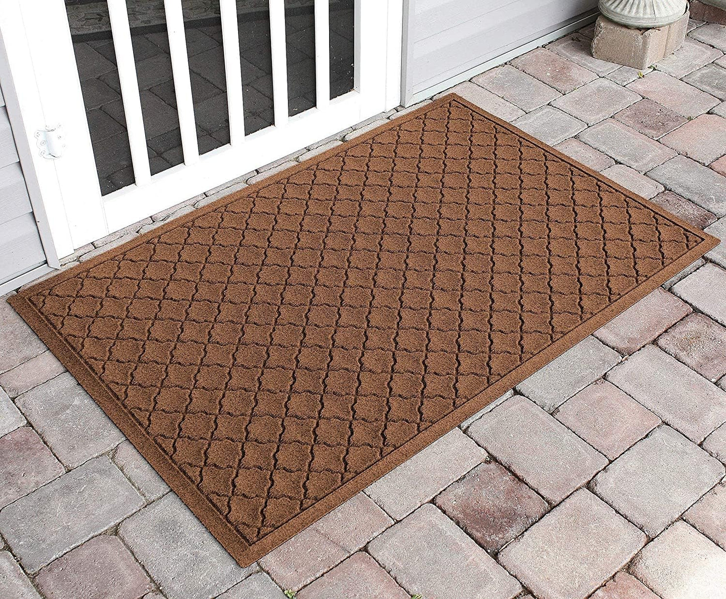 WaterHog Heavy Duty Doorway Mat, 3' x 5', Made in USA, Durable & Skid-Resistant Entryway Mat, Water-Trapping, Indoor/Outdoor Decorative Floor Covering, Cordova Collection, Dark Brown