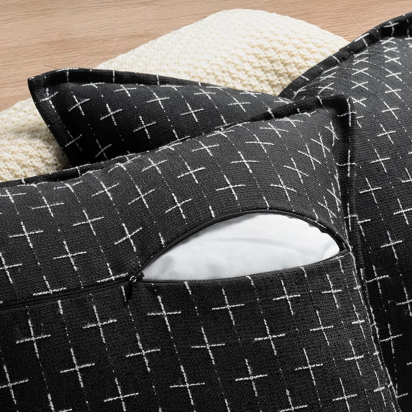 ZWJD Pillow Covers 26x26 Set of 2 Soft Polyester Textured Pillow Covers with Stylish Flange Edge Cozy Farmhouse Throw Pillows for Couch Bed Sofa Living Room