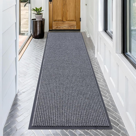 OLANLY Front Door Mat Indoor Outdoor Entrance, Waterproof Heavy Duty Doormat, Fade Resistant, Low Profile, Easy Clean Patio Porch Welcome Floor Mats for Entry, 71x23, Grey