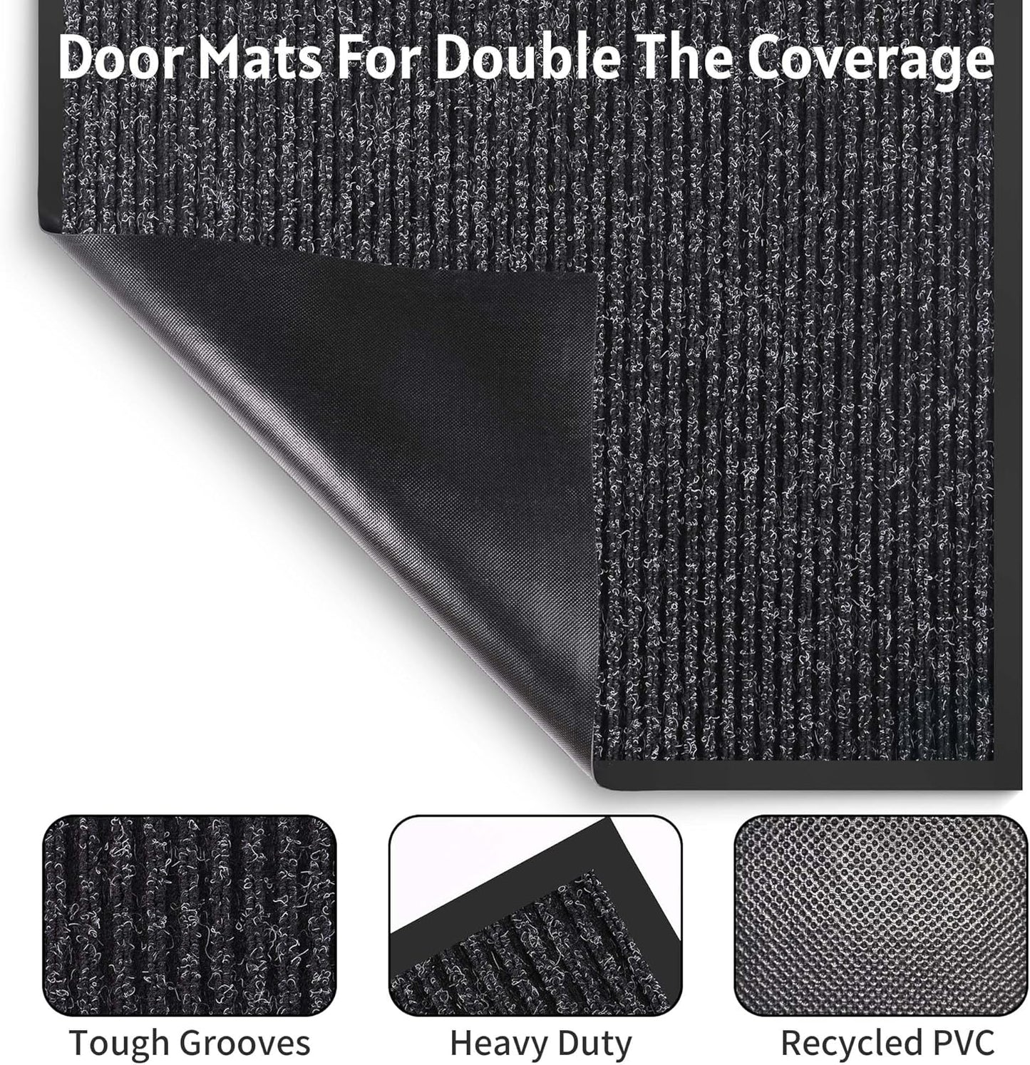 Front Door Mat Indoor Outdoor Entrance, 36" x 48" Dirt Resistant and Absorbent Door Mat, TPR Backing Non-Slip Doormats, Easy to Clean, Low Profile Welcome Floor Mat for Outside Entry