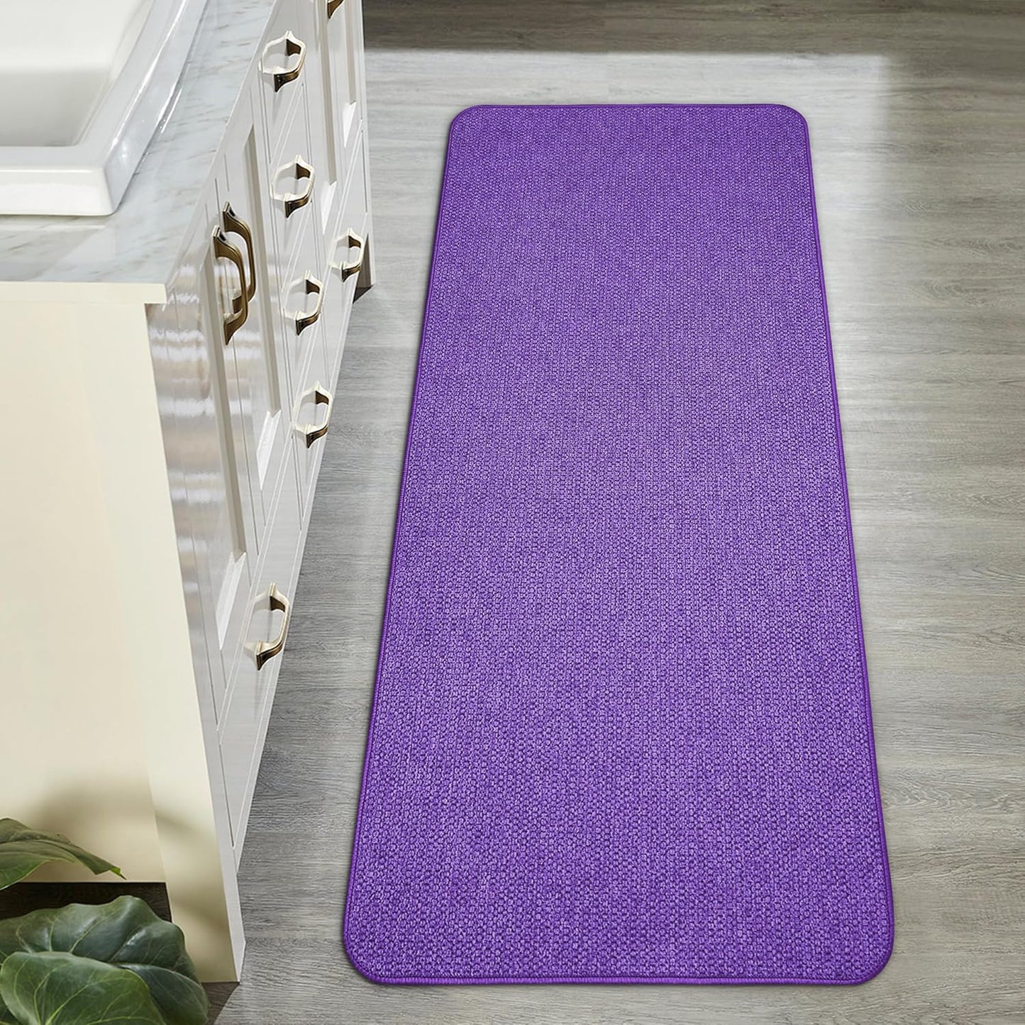 Bath Mat,Ultra Thin Bathroom Runner Rugs,Large Bath Mats for Bathroom,Quick Dry,Non-Slip,Machine Washable,Low Pile,Bath Rug,Shower Outside,Sink,Home Decor Accessories.Purple,2'x5'（24x60inch）