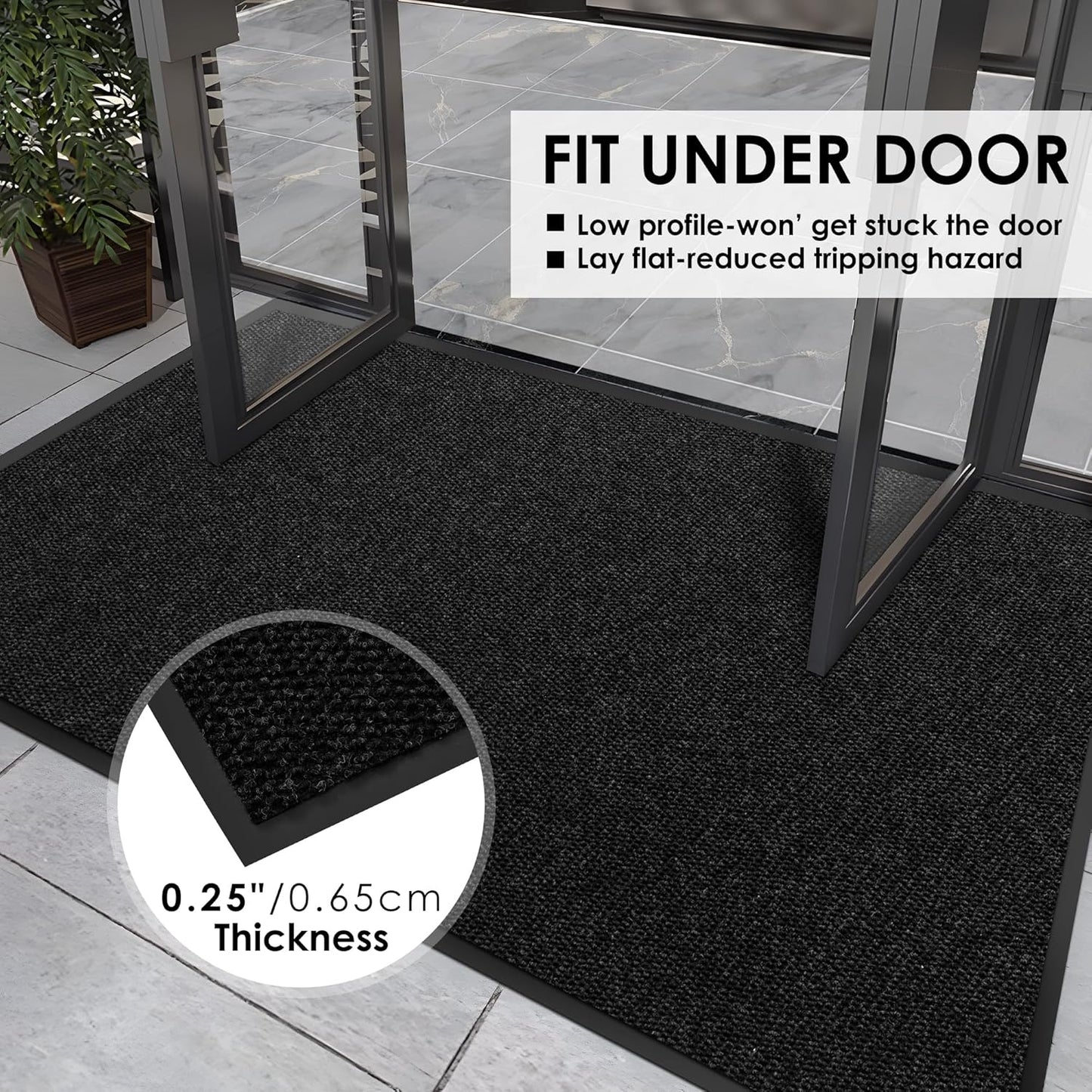 4′ x 62′ Front Door Mat Indoor Outdoor Entrance, Commercial Floor Mat Heavy Duty Dirt Trapper Entryway Doormat, Custom Size Non Slip Rubber Backing Welcome mat, Door Mat for High Traffic Area