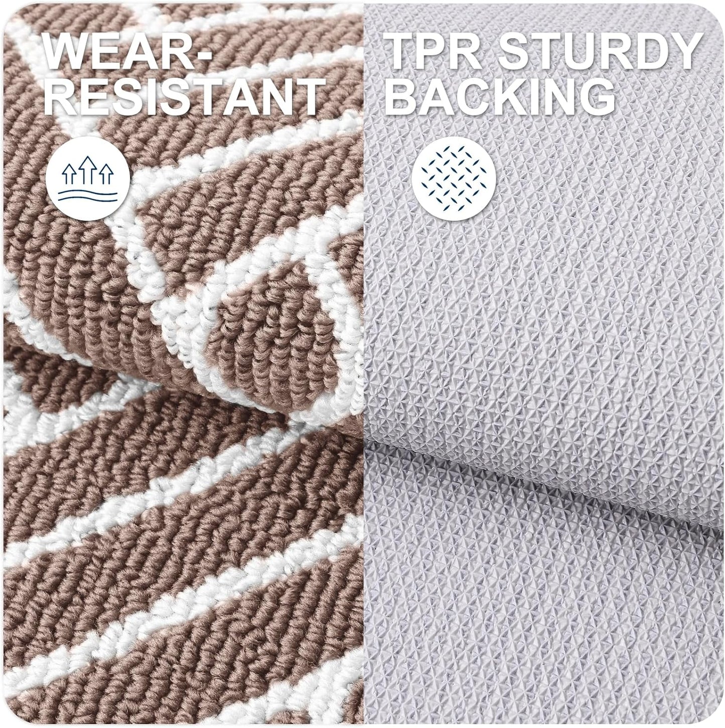 OLANLY Indoor Door Mat, 36x24 Inch, Dirt Resistant and Absorbent, Non-Slip Rubber Backing Floor Mats, Easy Clean Low-Profile Doormat for Entryway, Front Door, and Inside Entrance, Brown