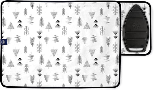 Encasa XO Ironing Mat/Pad (Small 28"x20") with 3mm Padding & Silicone Iron Rest for Steam Pressing on Tabletop or Bed - Heat Resistant, Portable, Quilting & Travel Blanket - Black Arrow