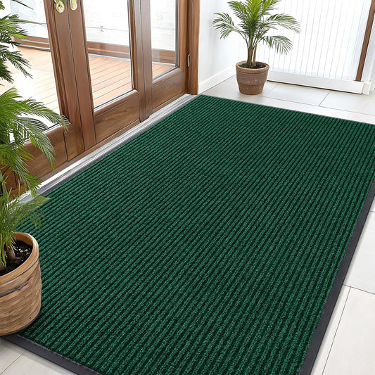 OLANLY Front Door Mat Indoor Outdoor Entrance, Waterproof Heavy Duty Doormat, Fade Resistant, Low Profile, Easy Clean Patio Porch Welcome Floor Mats for Entry, 59x35, Green