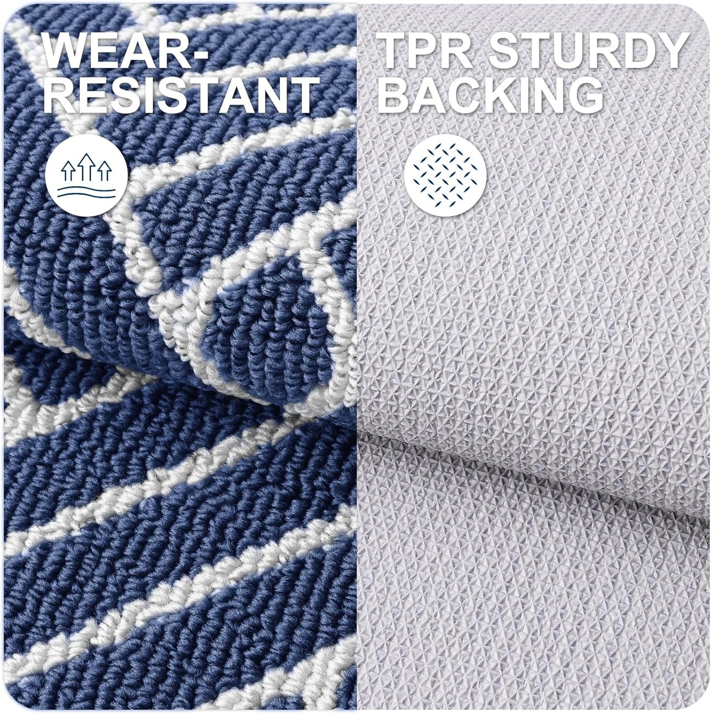 OLANLY Large Indoor Door Mat, 59x35 Inch, Dirt Resistant and Absorbent, Non-Slip Rubber Backing Floor Mats, Easy Clean Low-Profile Doormat for Entryway, Front Door, and Inside Entrance, Navy