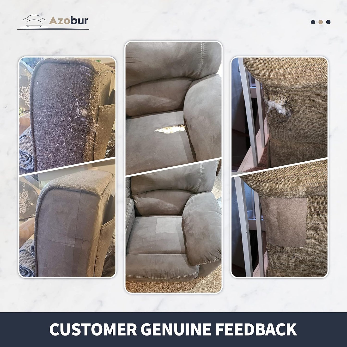 Azobur Velvet Patch,Self-Adhesive Rectangular Flannel Fabric Patch,Multicolor Available Anti Scratch Velvet 8X11 Inch Peel and Stick for Sofas, Automotive Interior, Handbags,and Pillow (White)