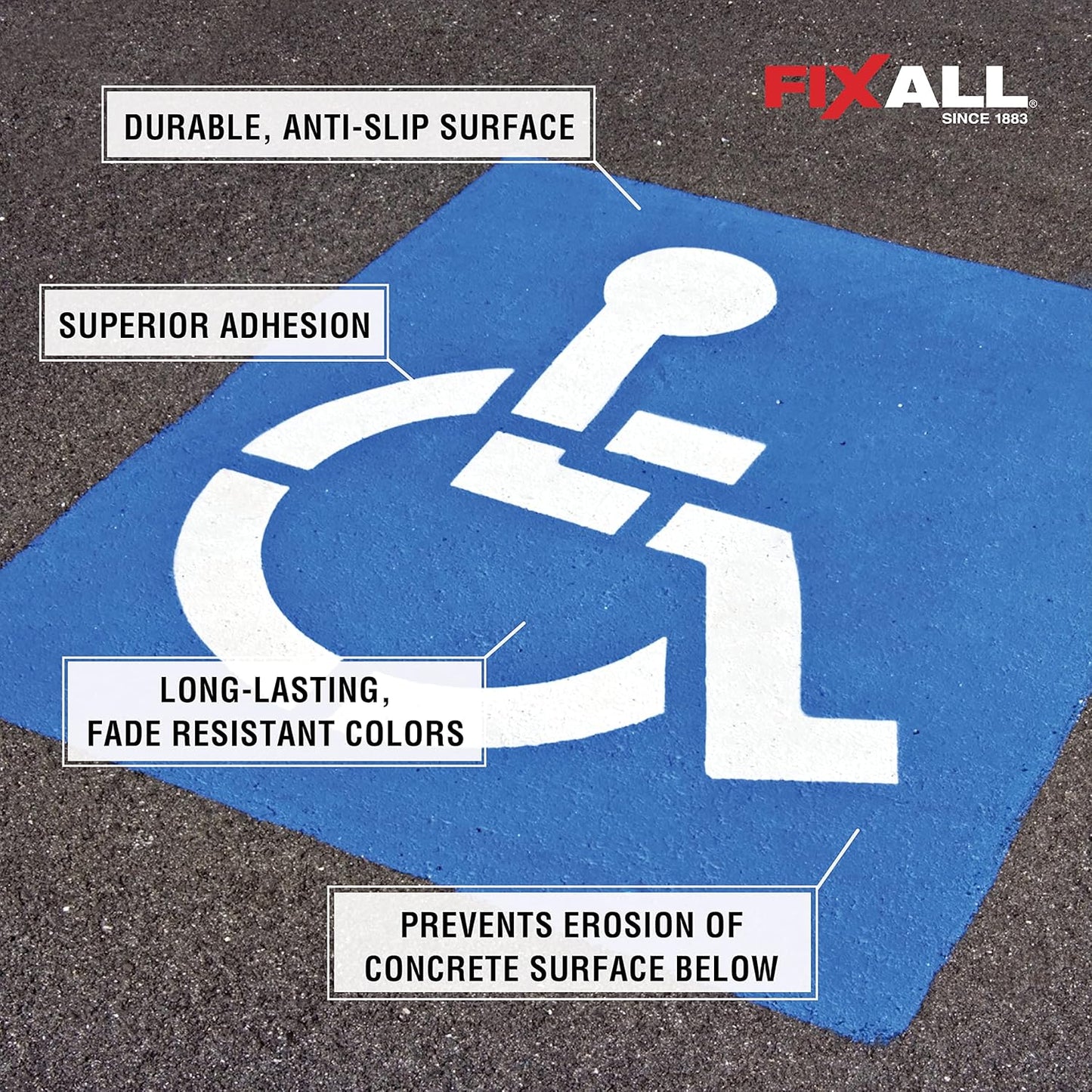 FIXALL Skid Grip Anti-Slip Coating, 5 Gallons, Crimson, Exceeds ADA Standards, Ideal for Safety Areas, Slip-Resistant Pavement, Cement & Concrete Paint