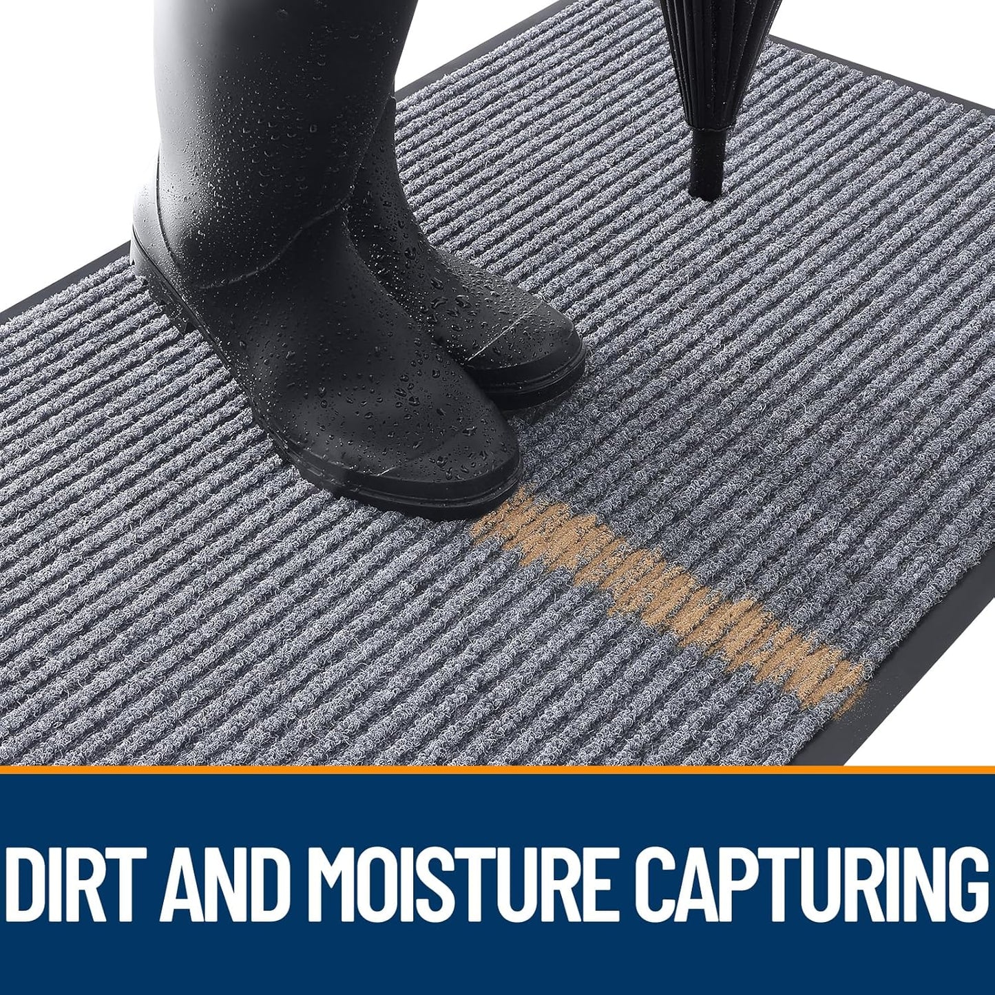 OLANLY Front Door Mat Indoor Outdoor Entrance, Waterproof Heavy Duty Doormat, Fade Resistant, Low Profile, Easy Clean Patio Porch Welcome Floor Mats for Entry, 59x35, Light Gray