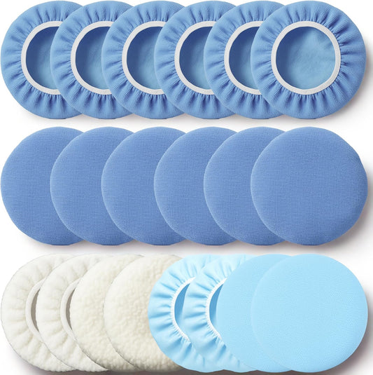 6 Pack Buffing Pads, Polishing Pad Covers, Microfiber & Wool for 5–6 Inch Buffer Polisher; Car Buffer Accessories for Car Detailing Kit; Wax, Polishing Compound & Polish Finishing, Durable Set