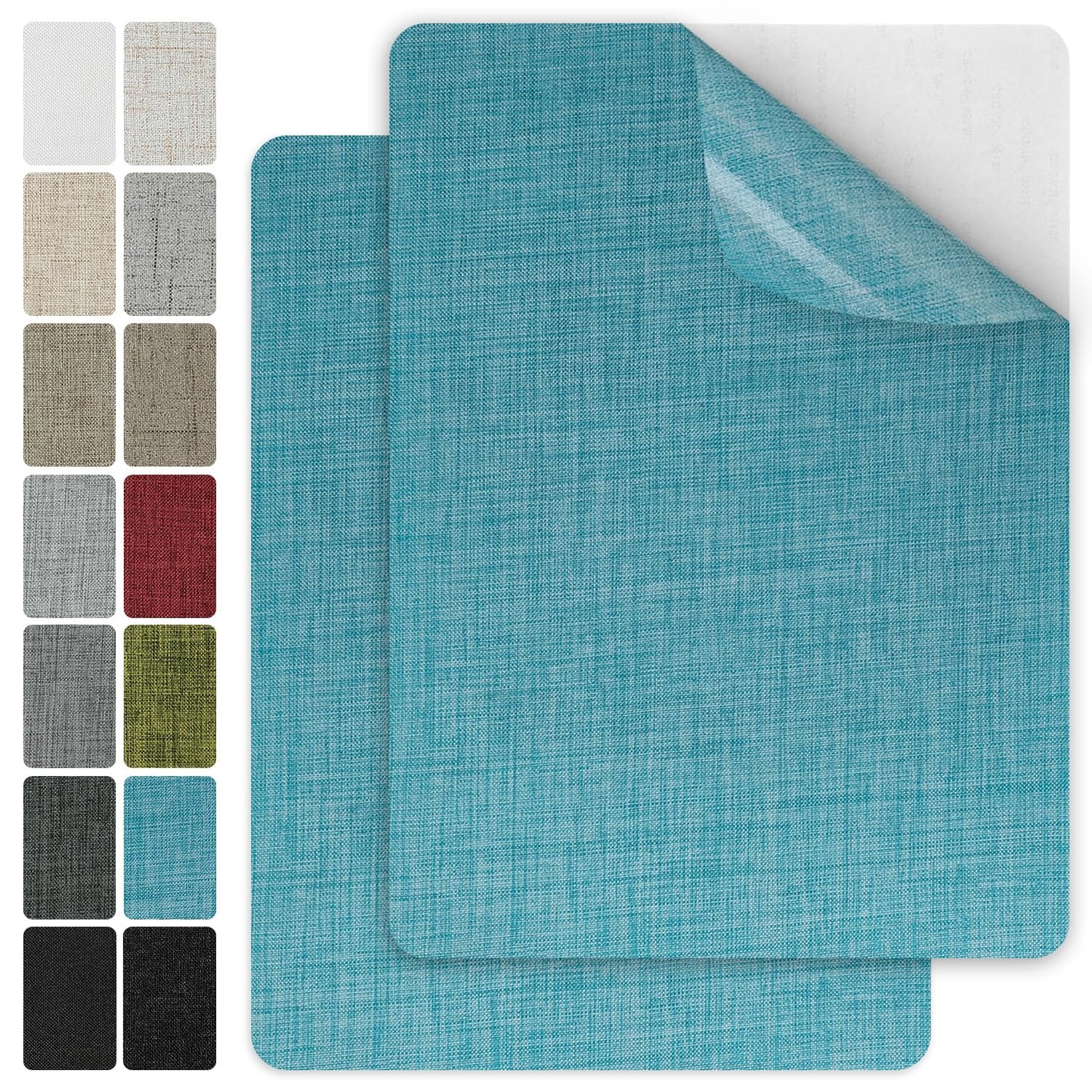 J.CARP 2Pcs Linen Repair Patches, Large Self-Adhesive Fabric Patch for Sofas, Couch, Furniture, Car Seats (8 * 11 inches-2PCS Blue)