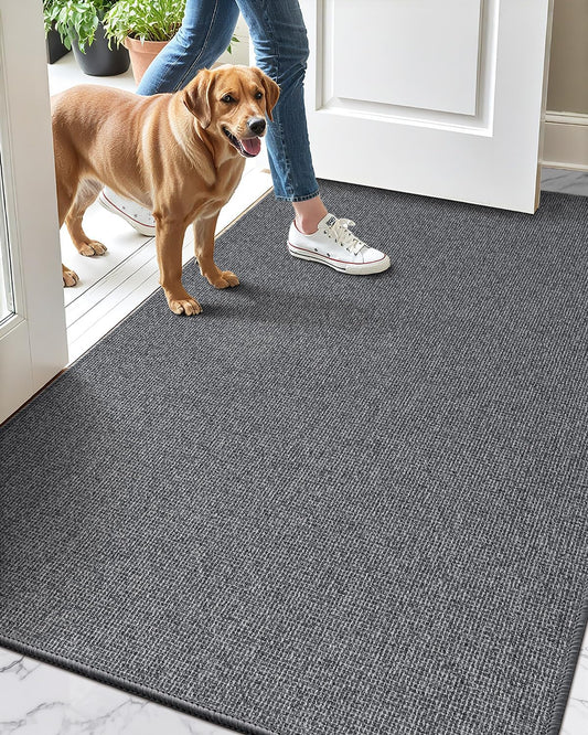 LUMI Indoor Door Mat 36"x59", Ultra Thin Low Profile Non-Slip Doormat for Home Entrance, Absorbent & Stain-Resistant Welcome Mats, Washable Entryway Mat for Front Door, Patio, Porch, Grey