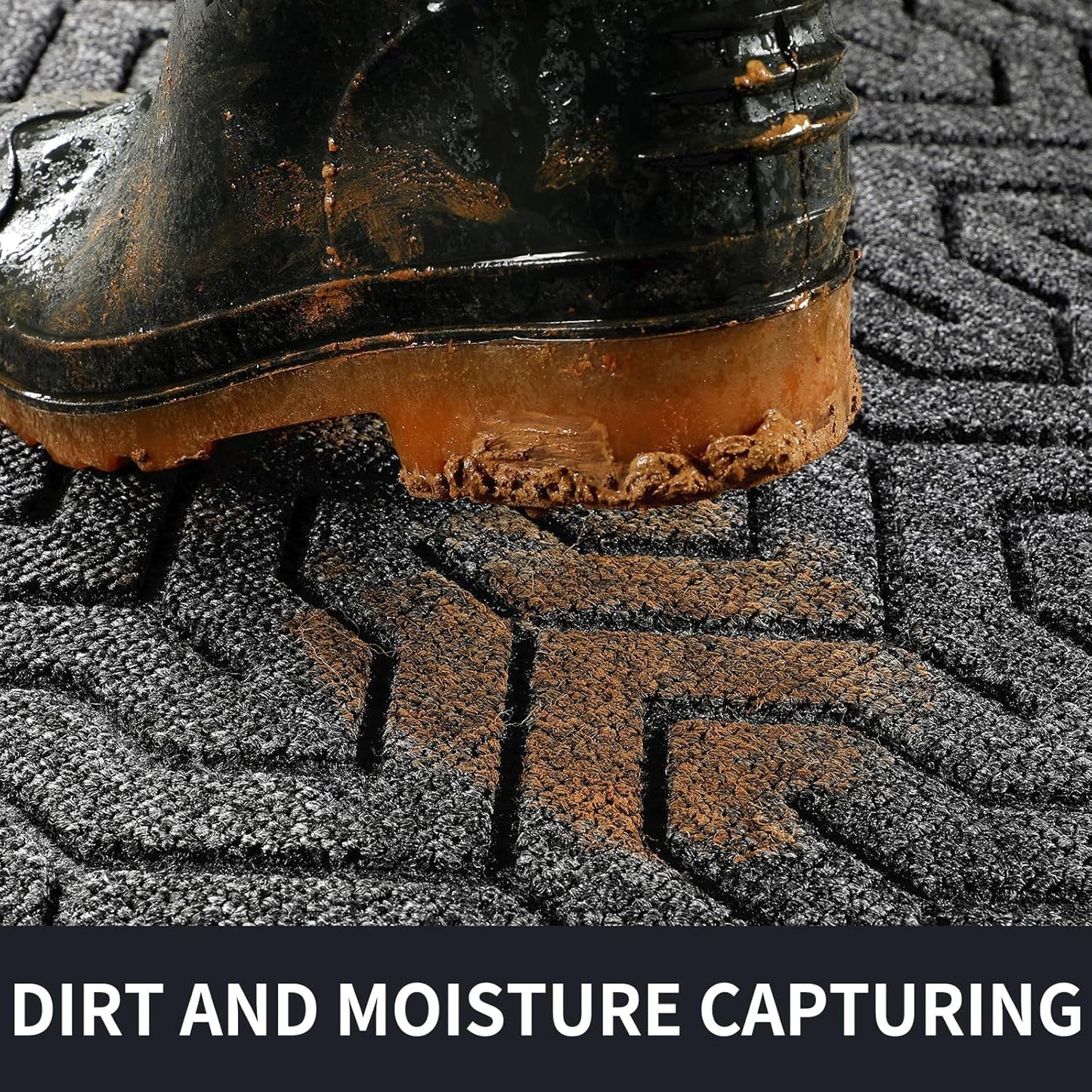 Yimobra Front Door Mat Outside Entrance 29.5x17, Waterproof Heavy Duty Outdoor Mats for Front Door, Non Slip Rubber Entry Mat for Garage Patio, Black Grey