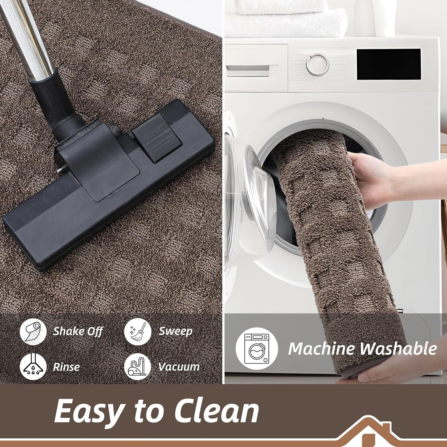 BEQHAUSE Waffle Door Mats Indoor 24"x36", Dog Mat for Muddy Paws Absorbent and Dirt Resist Floor Mats Non-Slip Washable Rugs for Entryway, Welcome Mat for Front Back Door, Muddy Wet Shoes, Brown