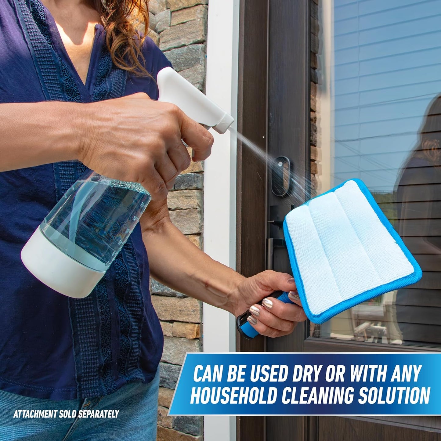 Unger Professional ProClean Indoor Window Cleaning Kit with 2’ Pole, Washing Tool with Swivel Head for Tight Corners and Edges, Streak-Free Results on Glass and Mirrors, Reusable Microfiber Pads