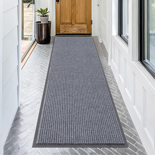 OLANLY Front Door Mat Indoor Outdoor Entrance, Waterproof Heavy Duty Doormat, Fade Resistant, Low Profile, Easy Clean Patio Porch Welcome Floor Mats for Entry, 71x23, Light Gray
