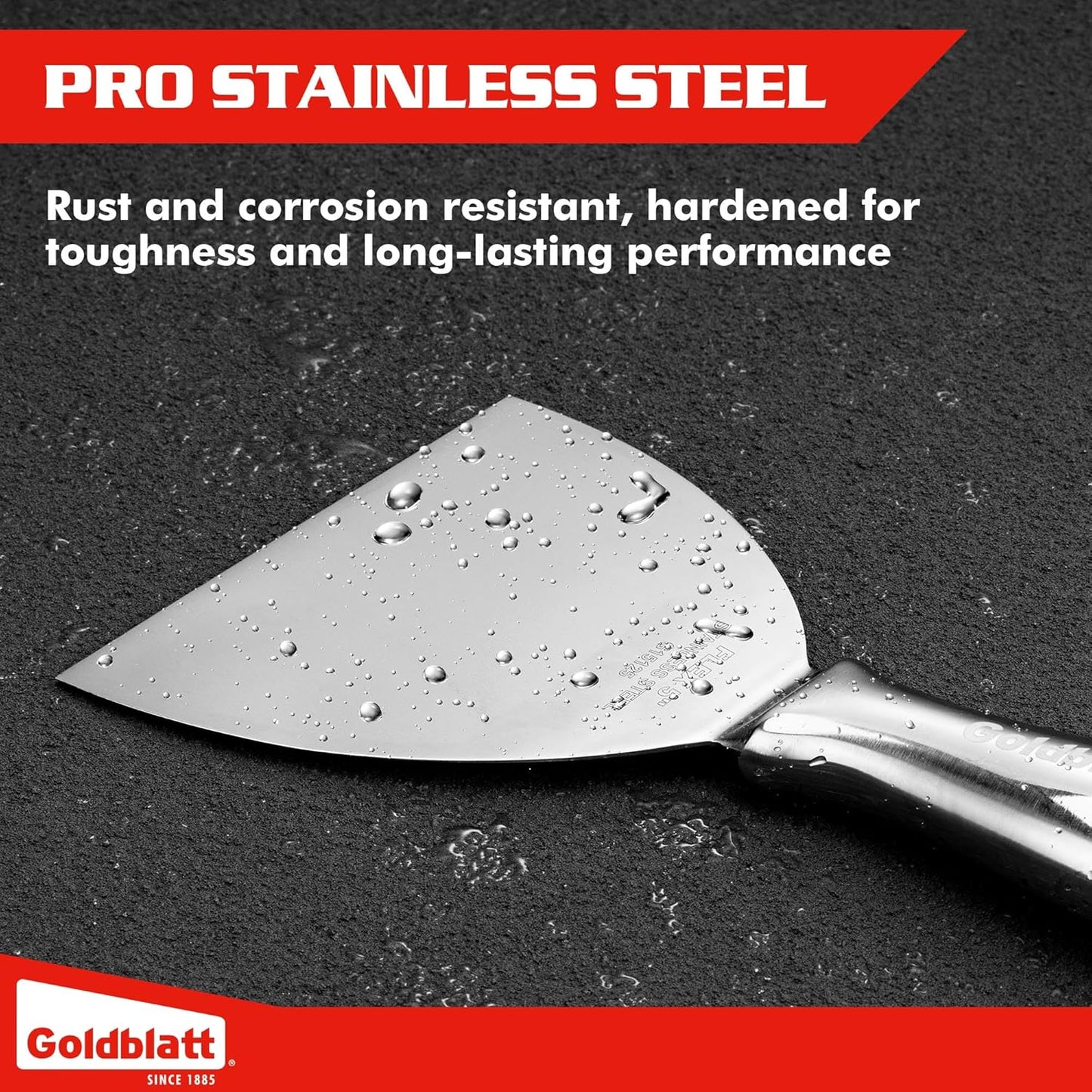 Goldblatt 5" Putty Knife, One-Piece Paint Scraper Tool, All Stainless Steel Joint Knife with Flexible Blade, Seamless Design, Metal Ergonomic Handle - for Drywall Repairing, Finishing and Scraping