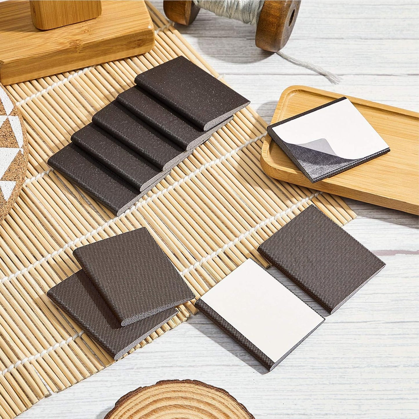 Zonon 64 Pieces Door Corner Seal Weatherstripping Exterior Door Frame Seal Draft Stopper Adhesive Corner Pads for Weather Stripping and Draft Protection (Brown)