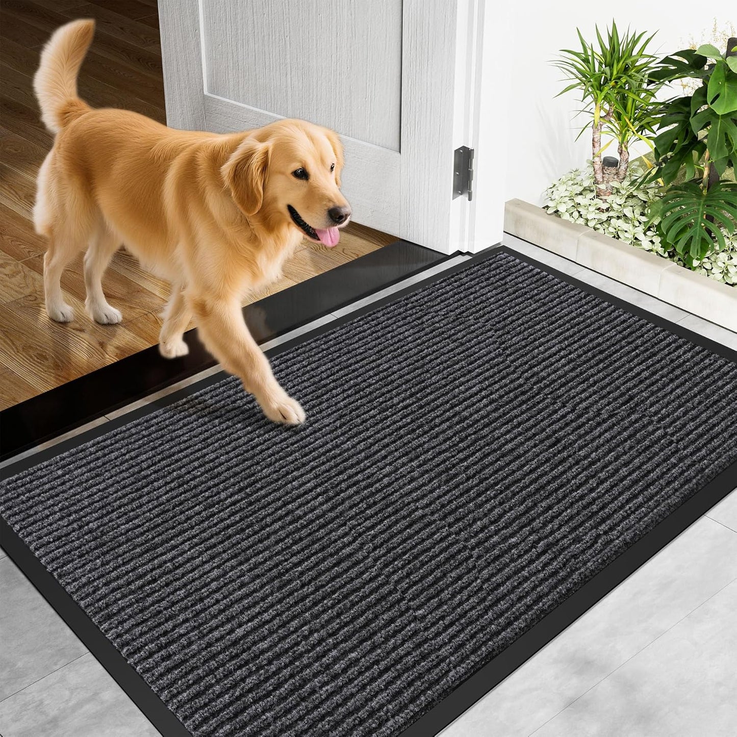 Front Door Mat, 48" x 36" Heavy Duty Indoor Outdoor Doormat, Non-Slip, Rubber Backing Low Profile, Welcome Commercial Door Mats for Entryway