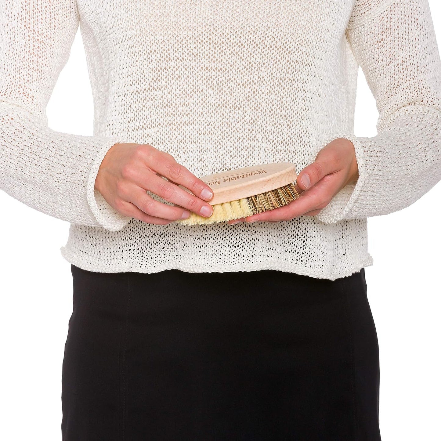 REDECKER Hard and Soft Side Vegetable Brush, Set of 2, Beechwood Handle, 2 Different Bristle Strengths for Cleaning Delicate Vegetables, 5-1/4-inches - Wooden Vegetable Brush, Made in Germany