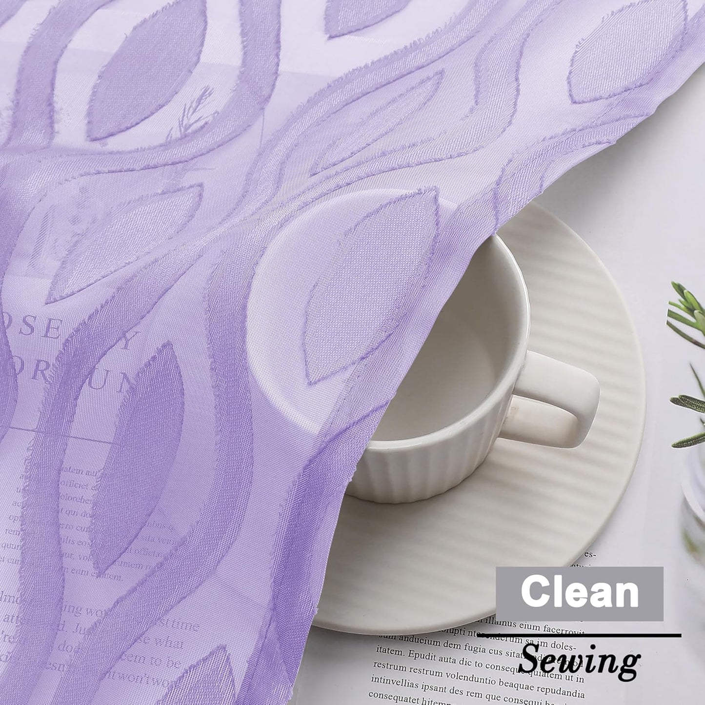 Aiyufeng Light Purple Sheer Curtains 54 Inch Length 2 Panels, Soft Lightweight Clip Jacquard Textured Sheer Curtain Panels, Modern Wavy Line Voile Sheer Curtain for Bedroom Living Room, 40Wx54L Inches