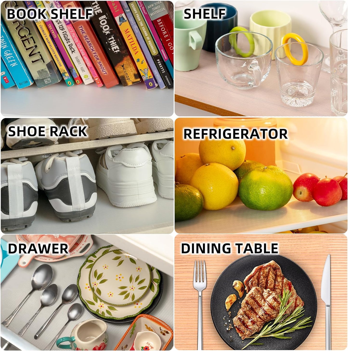 Shelf Liners for Kitchen Cabinets Non-Adhesive & Washable,Non Slip Cabinet Liners for Shelves Waterproof & Oil Proof,Clear Plastic Drawer Liner,Easy to Cut & Food-Grade EVA 12 Inches x 10 FT CP-1210