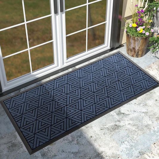 Yimobra Large Door Mat 47x24, All-Weather Waterproof Non-Slip Welcome Matt Outdoor, Heavy Duty Non Slip Doormat for Entryway for Patio and Garage Indoor, Easy Clean, Blue