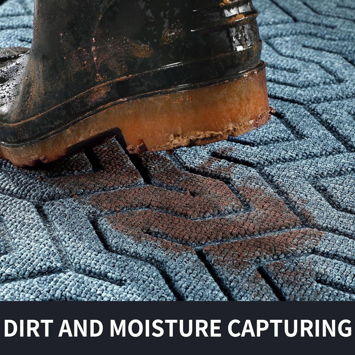 Yimobra Front Door Mat Outside Entrance 29.5x17, Waterproof Heavy Duty Outdoor Mats for Front Door, Non Slip Rubber Entry Mat for Garage Patio, Mix Blue