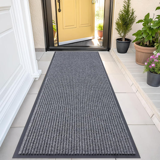 OLANLY Front Door Mat Indoor Outdoor Entrance, Waterproof Heavy Duty Doormat, Fade Resistant, Low Profile, Easy Clean Patio Porch Welcome Floor Mats for Entry, 47x23, Grey