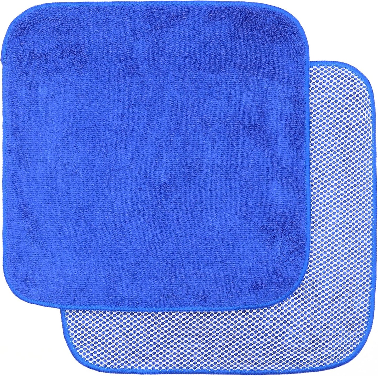 Microfiber Dish Cloths Fast Drying Kitchen Cleaning Cloth Dish Rags Dust Cloths Ultra Absorbent Lint Free Washcloths with Poly Scrub Side 12inch x 12inch 8 Pack (Dark Blue)