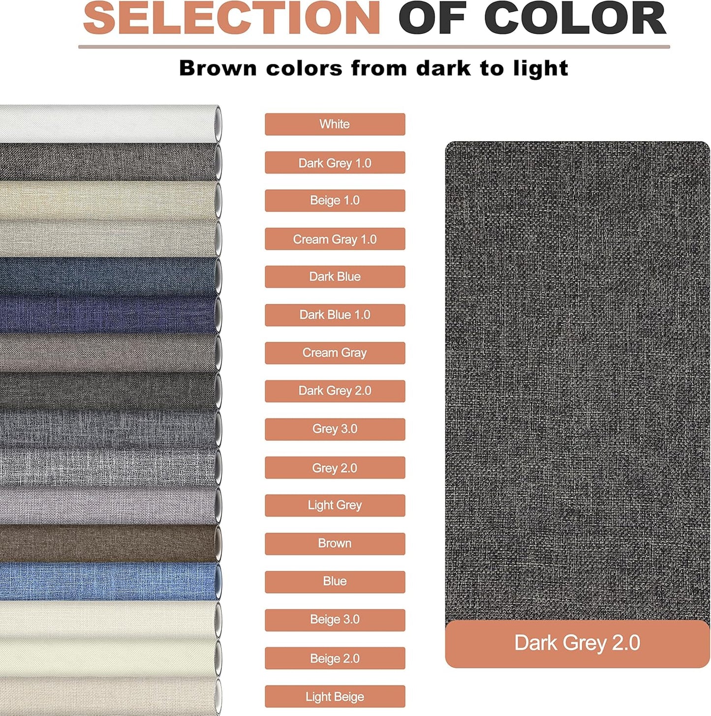 KING MOUNTAIN Fine Linen Repair Patches, Self-Adhesive Linen Fabric Patches, 12X40 inch Extra Size, Multi Color, Can be Used for Linen Sofa Repair and Linen Clothes Repair(12" x 40",Dark Grey 2.0)