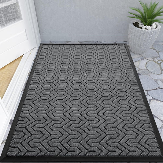 Yimobra Large Door Mat Outside Entrance 47x32, Waterproof Heavy Duty Outdoor Mats for Front Door, Non Slip Rubber Entry Mat for Garage Patio, Easy Clean, Grey